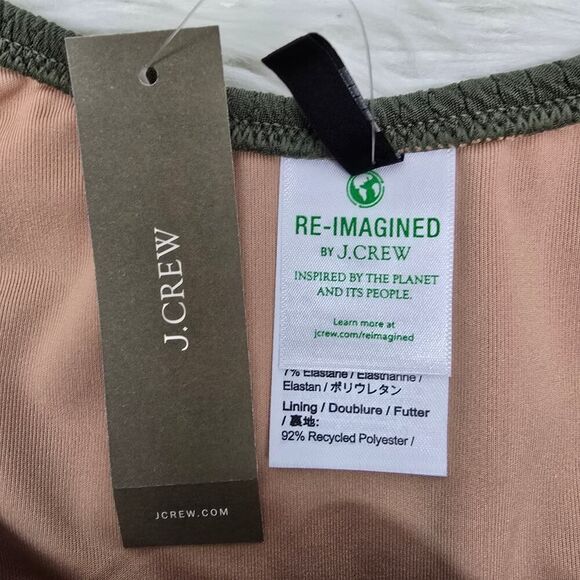 NWT J. Crew Textured curved-waist cheeky bikini bottom Size S Green BC050 - Picture 5 of 10